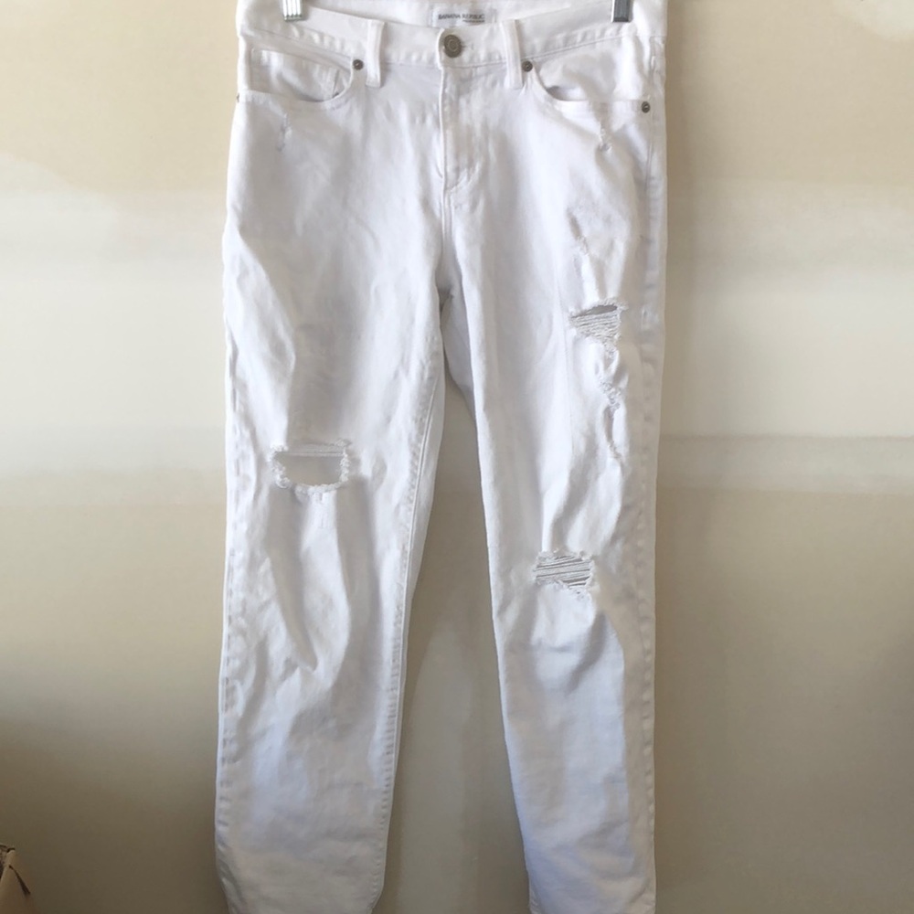 Banana Republic Women's White Distressed Jeans